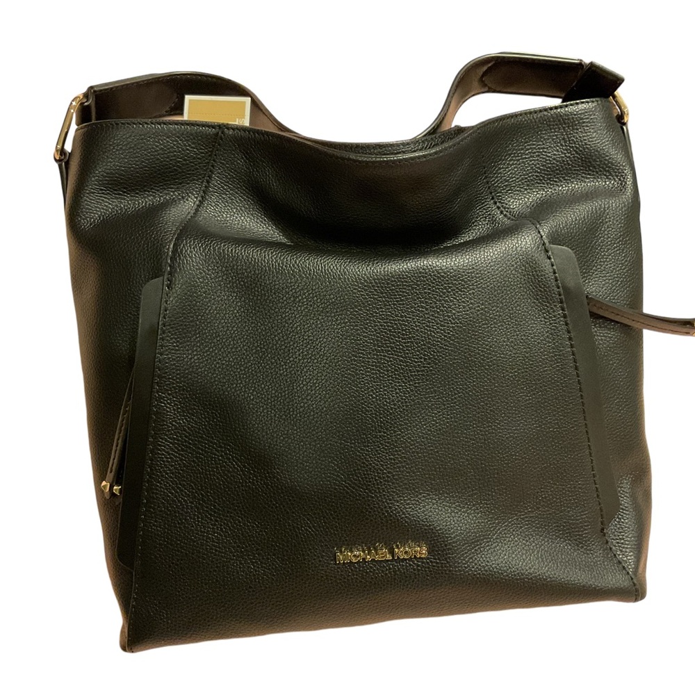 NWT_ Michael Kors Evie Black Leather Hobo Shoulder Bag!